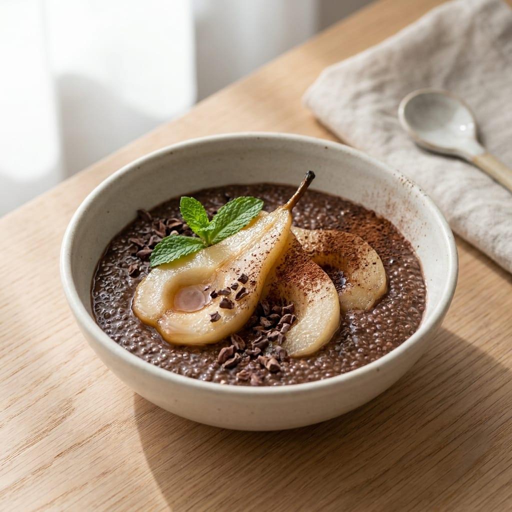 Pudding cacao, chia et poire