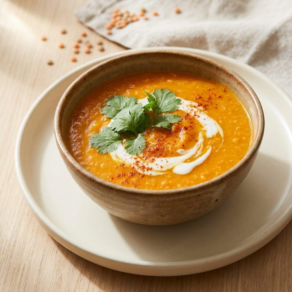 Soupe de lentilles corail au curcuma